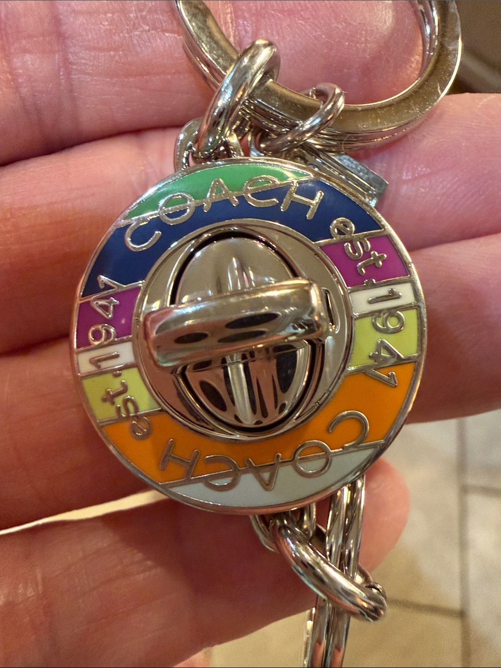 COACH Legacy Enamel Turnlock Valet Keyring-Silver Hardware - Picture 8 of 16